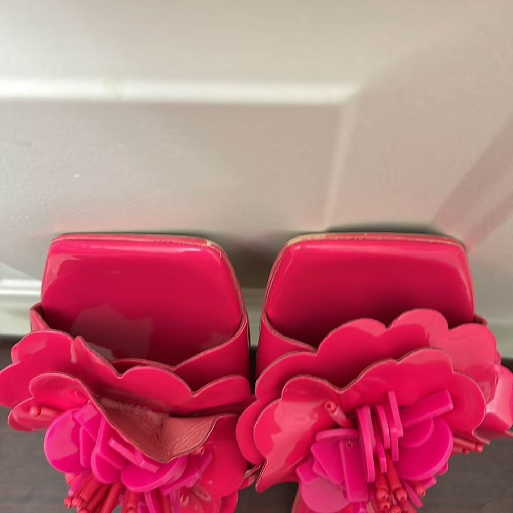 Jeffrey Campbell Hot Pink Patent Floral Sandals SZ 5.5 - Picture 7 of 8